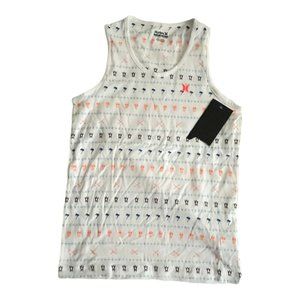 Girl Tank top Size M Hurley White 982564-001 100% Cotton